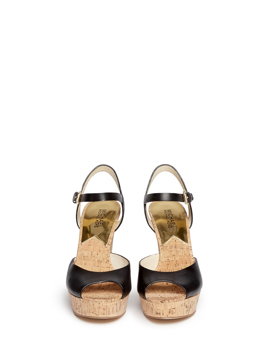black cork heels