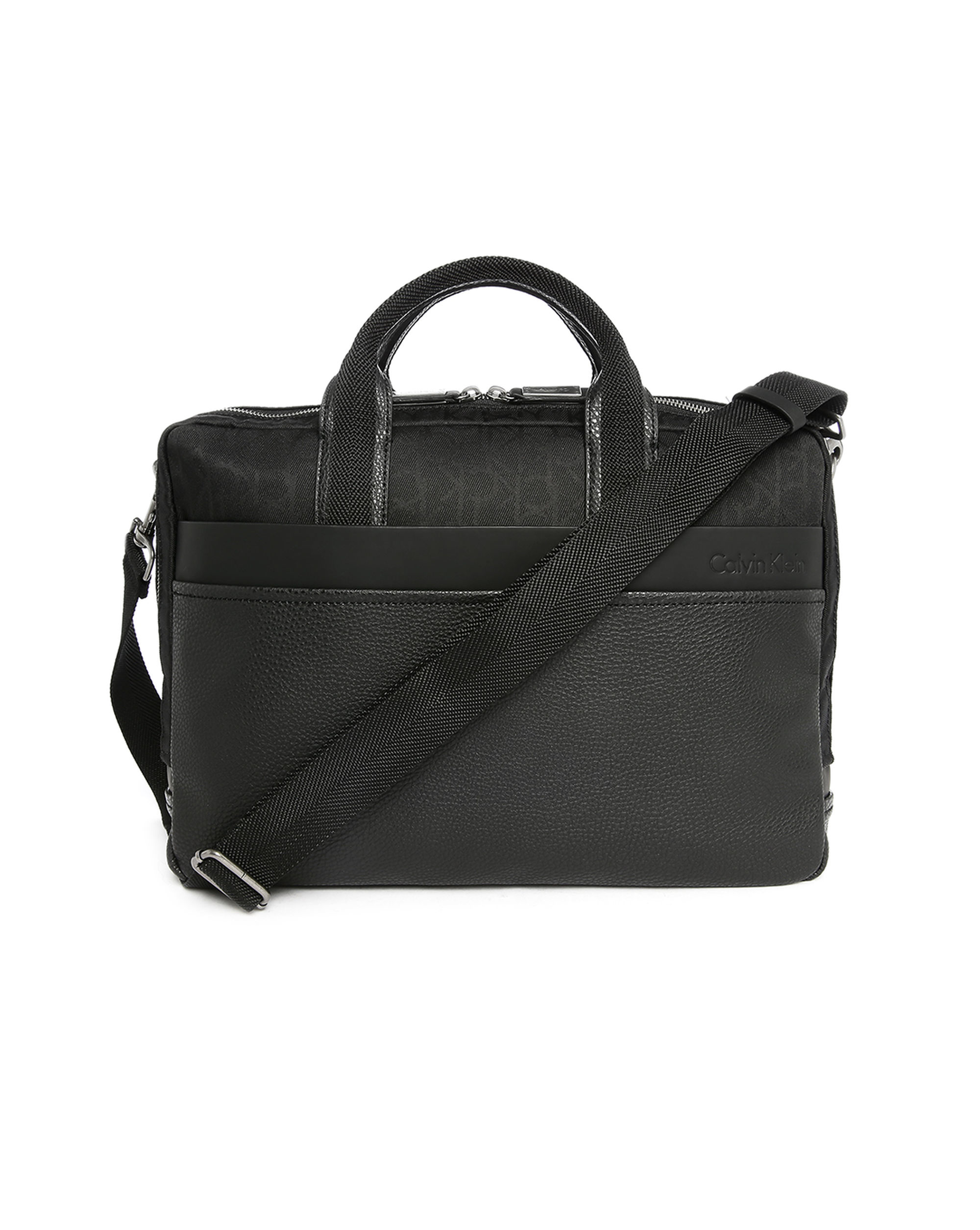 calvin klein black pu canvas briefcase in black for lyst calvin klein black pu canvas briefcase in black for lyst