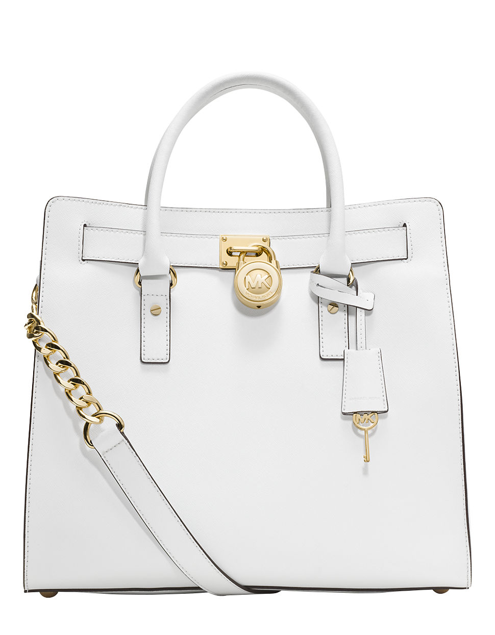 Lyst - Michael Michael Kors Hamilton Large Leather Tote Bag in White
