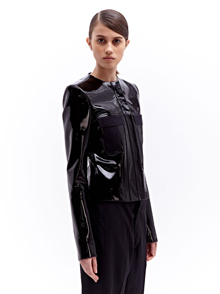 Paco Rabanne Womens Patent Leather Jacket In Black Lyst Womens Patent Leather Jacket In Black