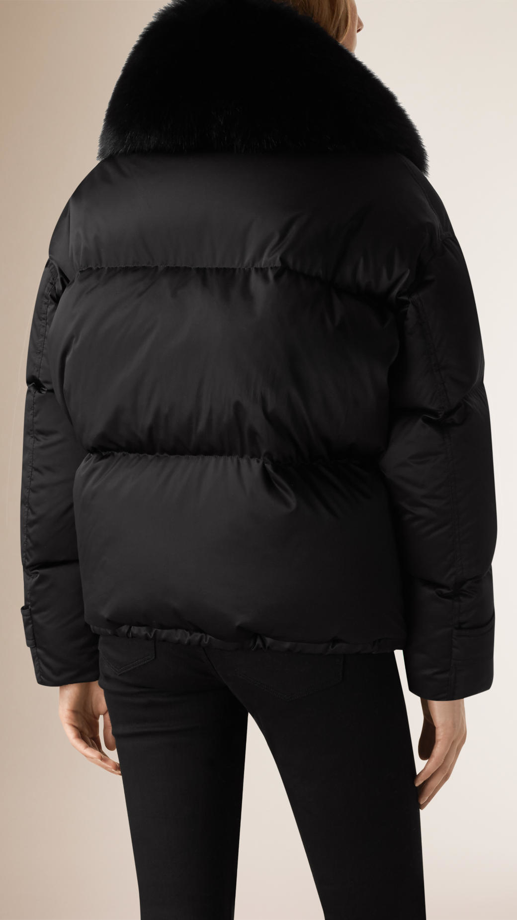 Burberry Fox Fur Trim Down Puffer Jacket in Black Lyst