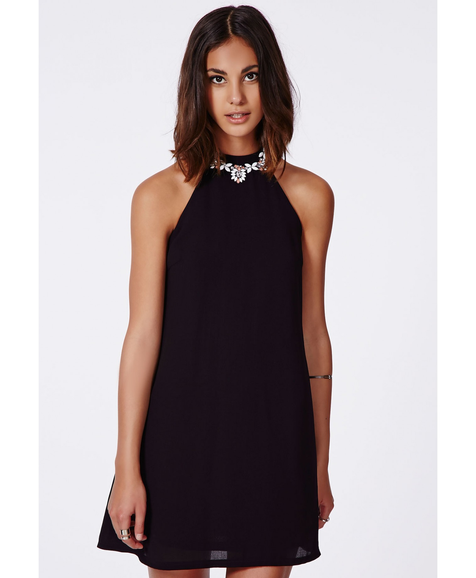 Lyst - Missguided Nikola High Neck Shift Dress Necklace ...