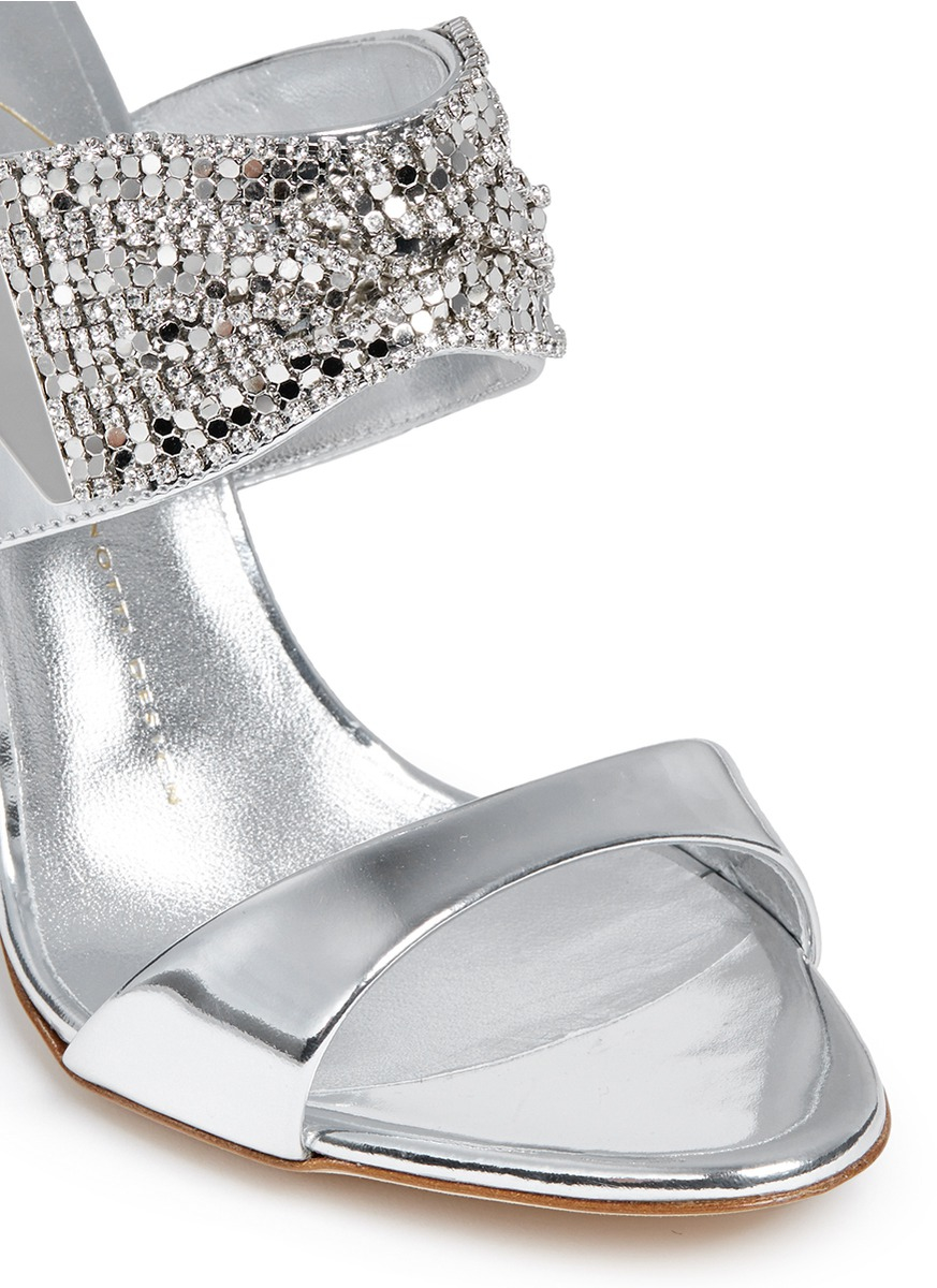 Lyst - Giuseppe Zanotti 'coline' Jewelled Mirror Leather Mule Sandals in Metallic