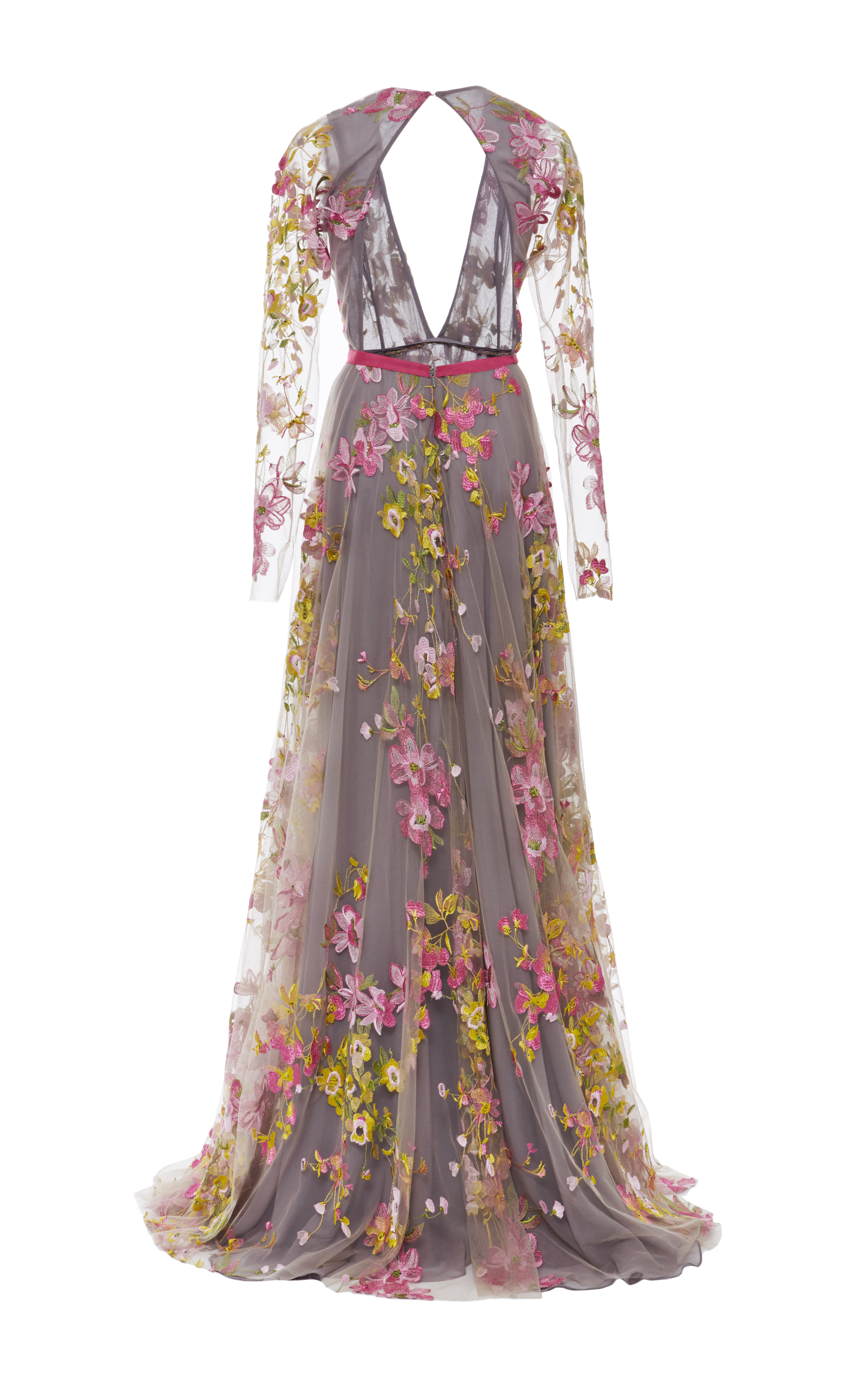 Naeem Khan Floral Embroidered Long Sleeve Gown | Lyst