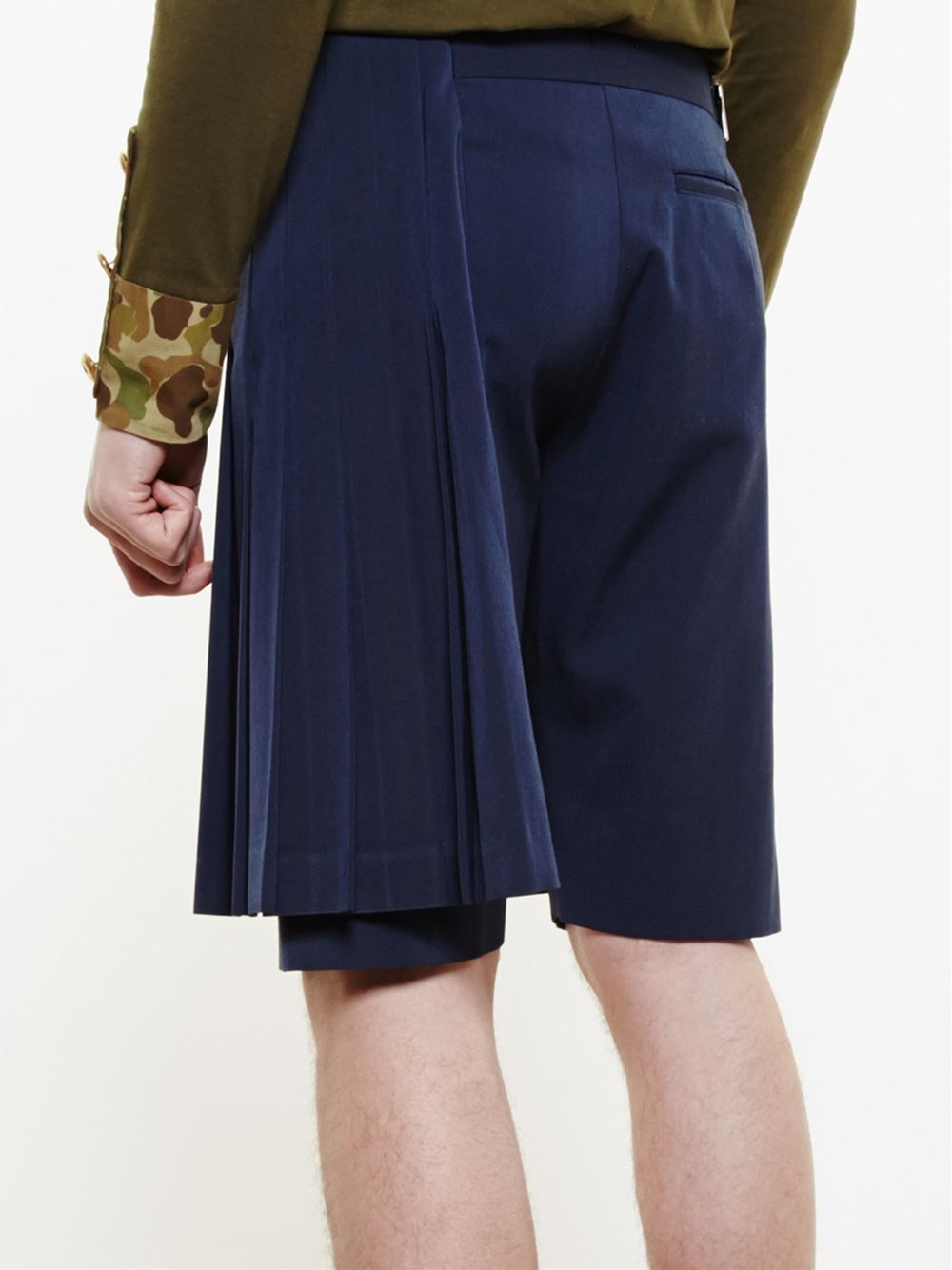 Comme des garçons Wool Shorts With Pleated Panel in Blue for Men Lyst