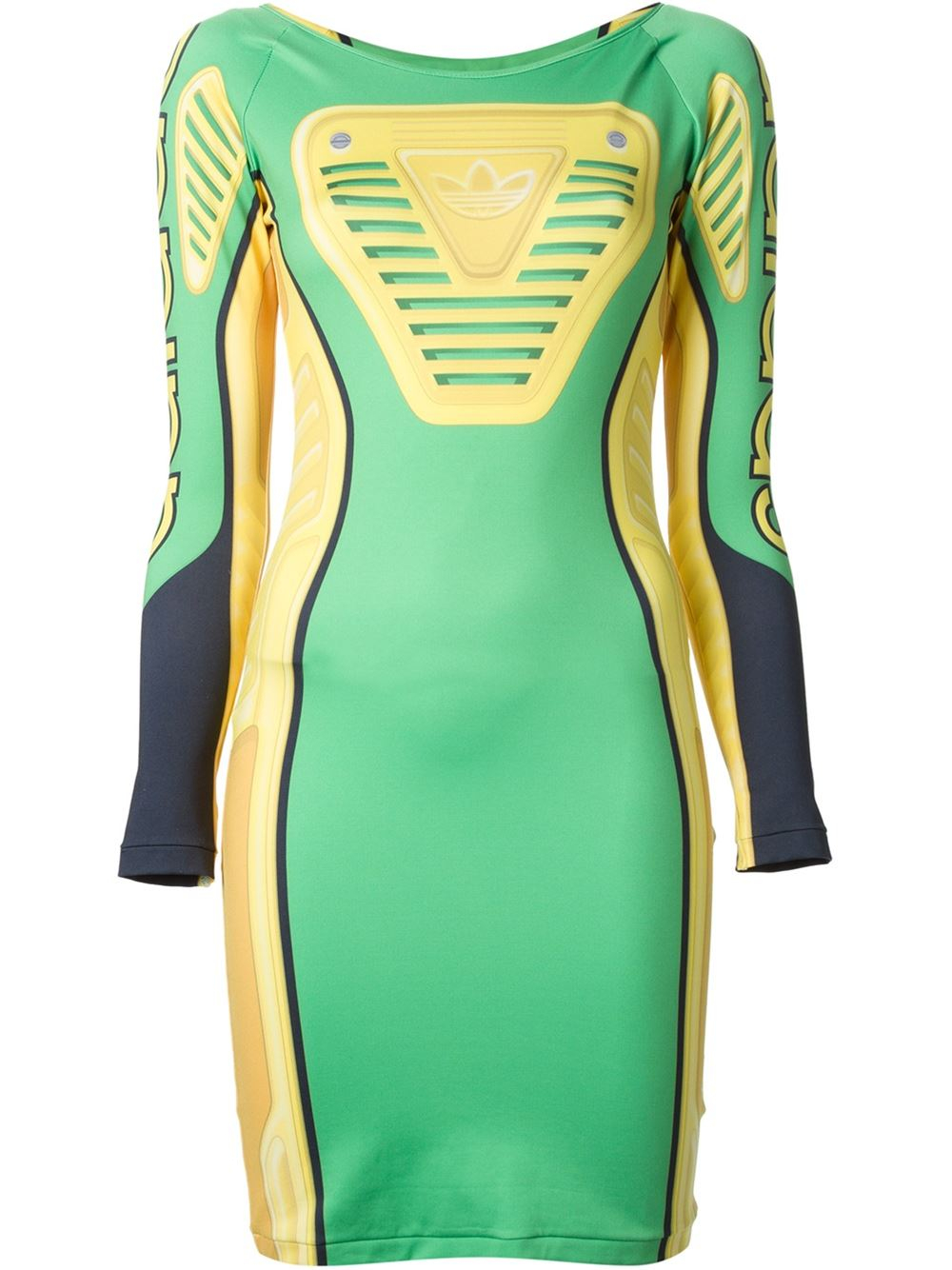 adidas 'motor' Fitted Jersey Dress in Green - Lyst