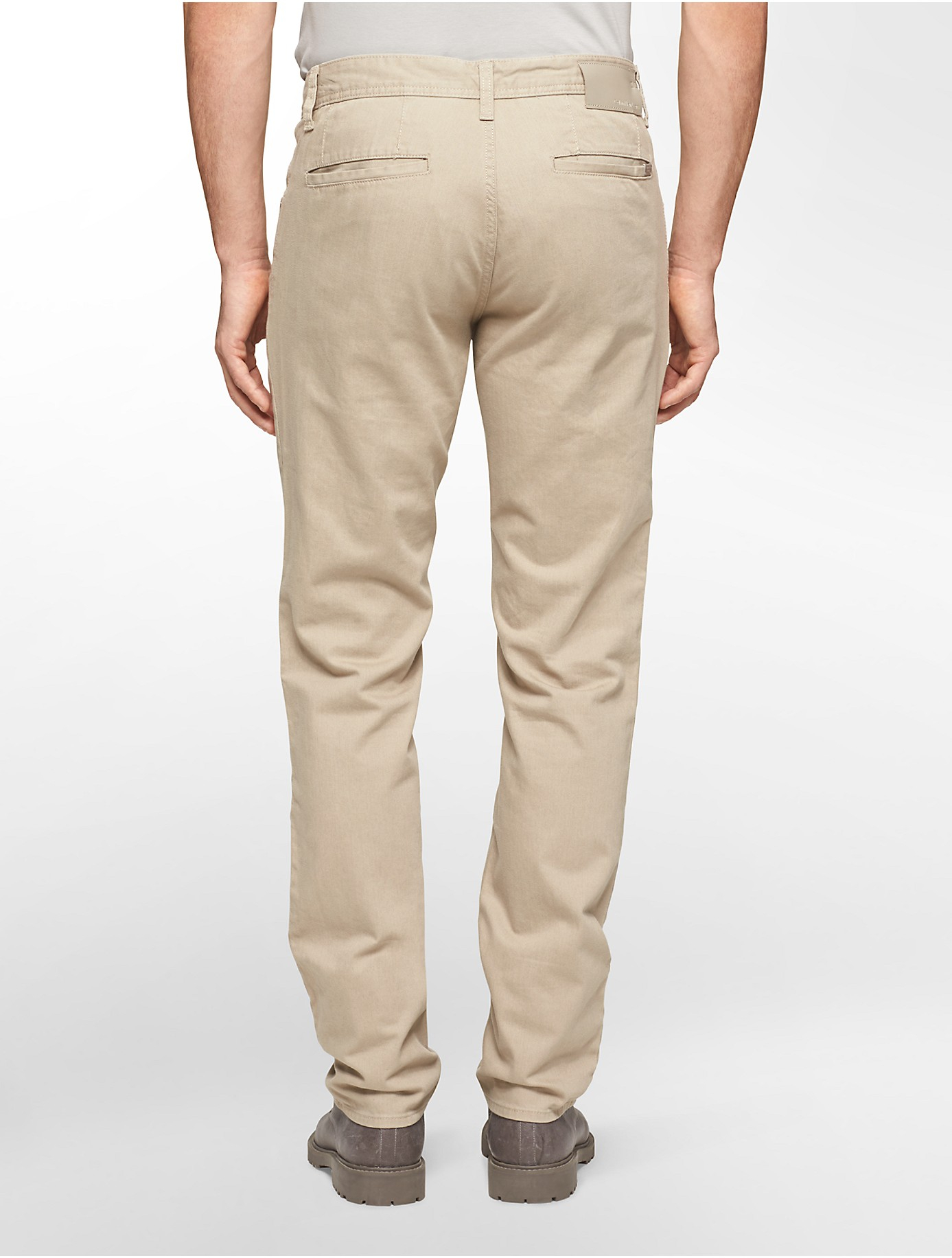 Calvin Klein Jeans Slim Straight Leg 5-Pocket Cotton Stretch Twill Pants in  Natural for Men | Lyst