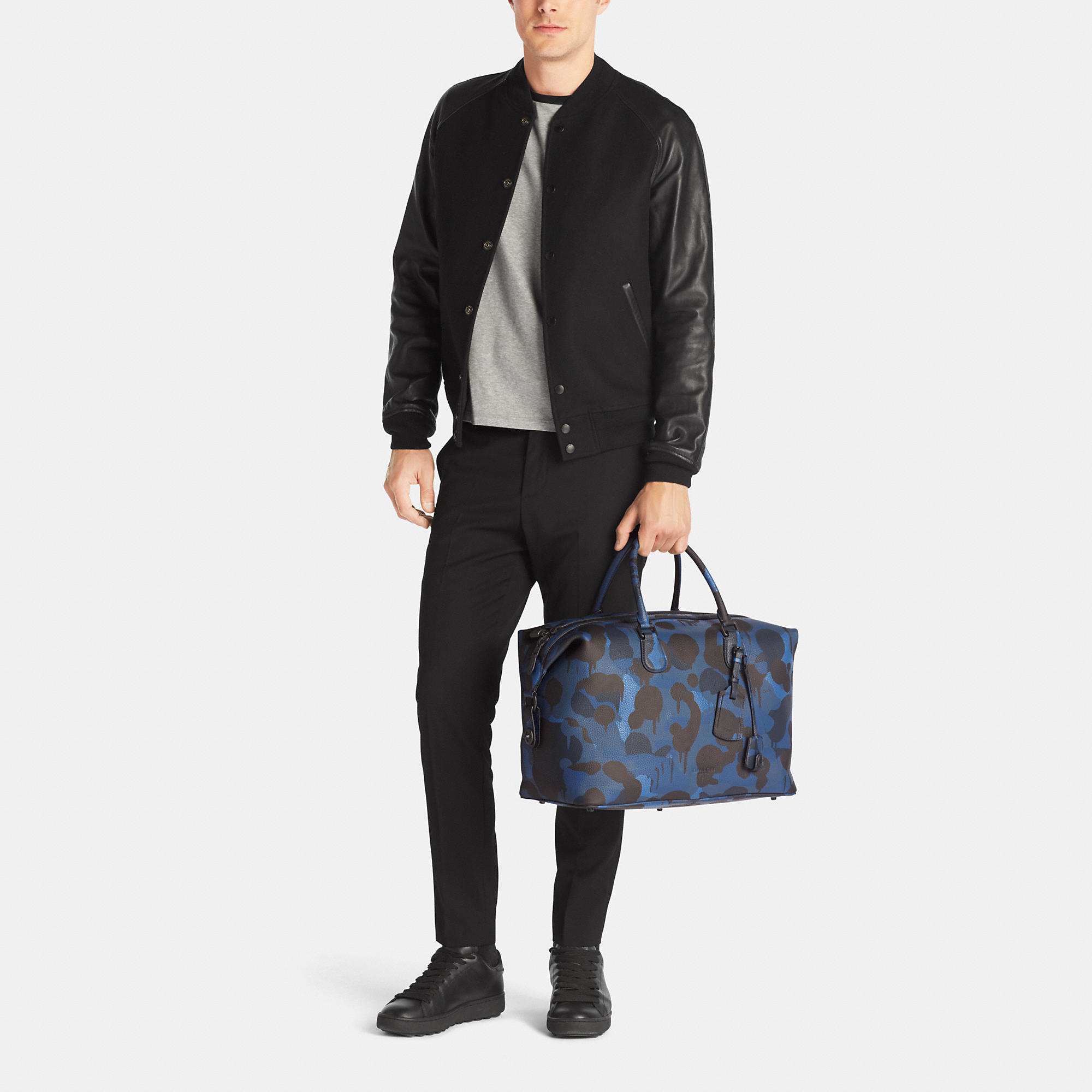 COACH Explorer Duffle In Printed Pebble Leather in Black for Men - Lyst