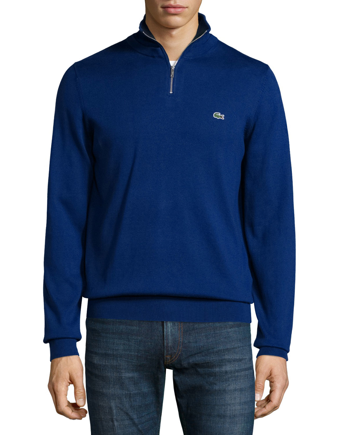 Lyst - Lacoste Half-zip Jersey Knit Sweatshirt in Blue for Men