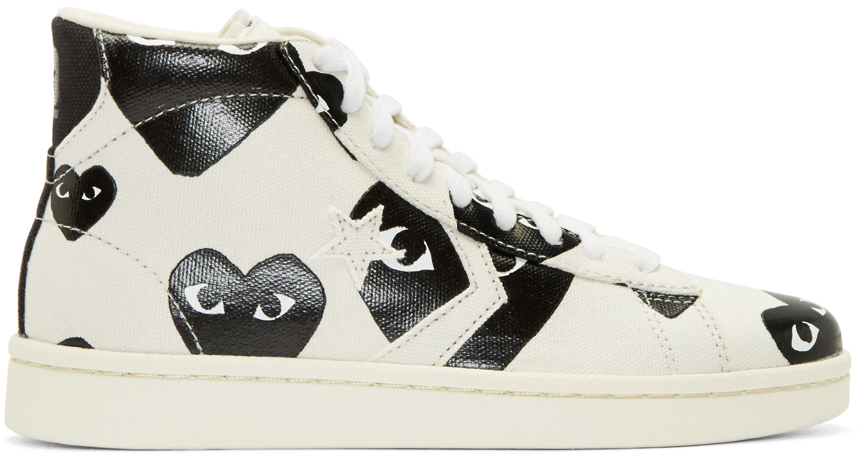 Play Comme des Garçons White Heart Print Converse Edition High_top Sneakers  for Men - Lyst