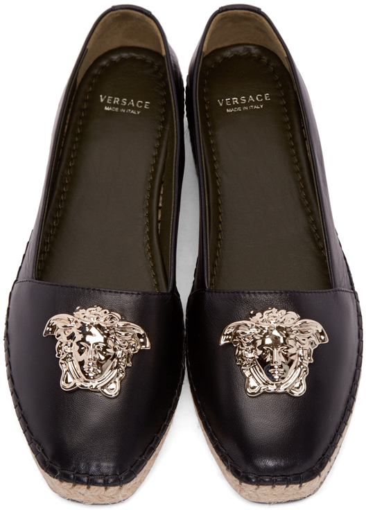 Versace Medusa Leather Espadrilles in Black - Lyst
