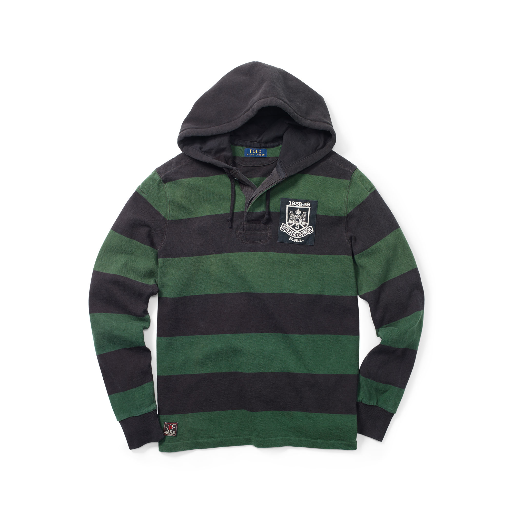 Polo Ralph Lauren Cotton Striped Hooded Rugby Shirt in Green for Men Lyst