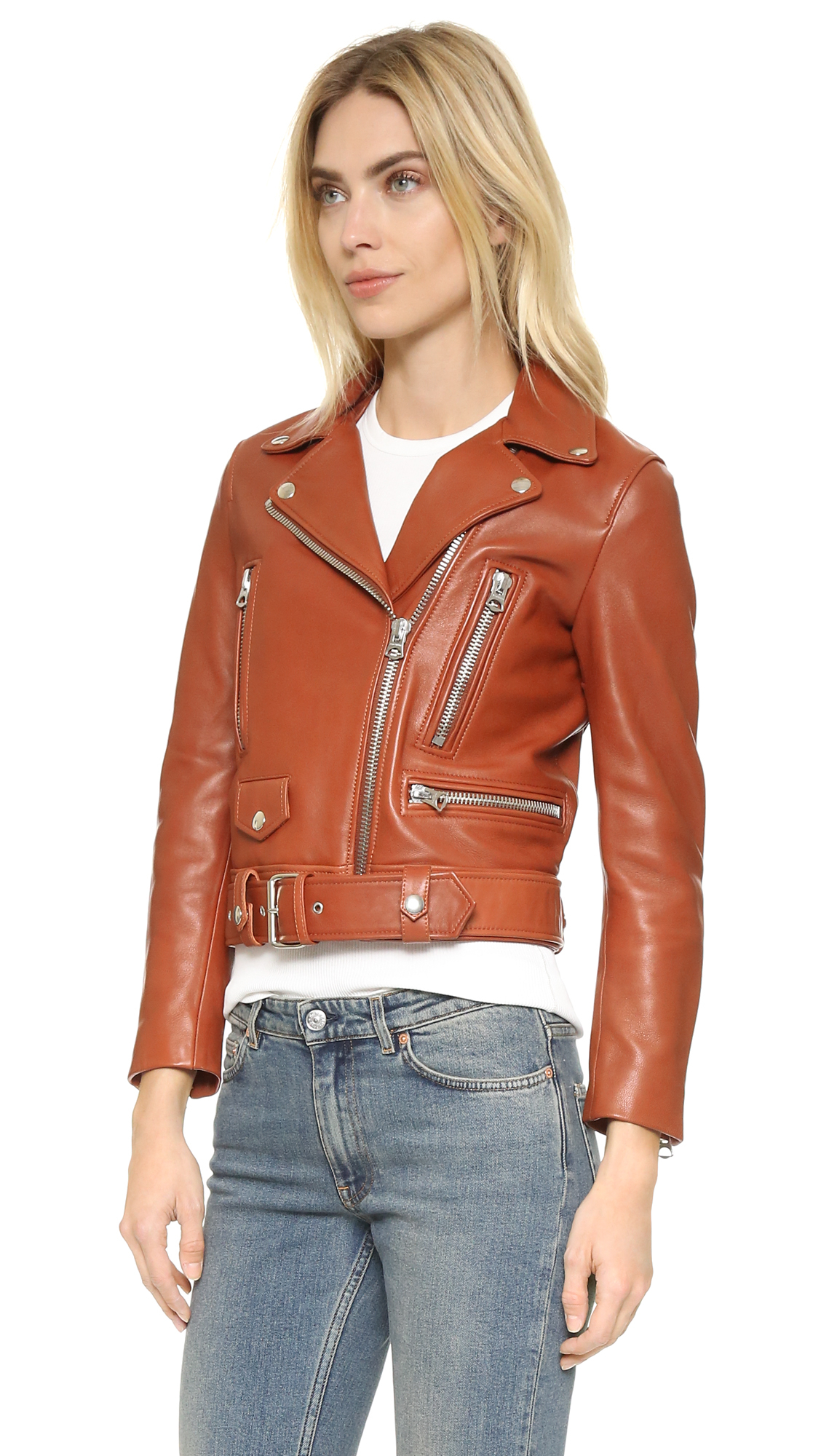 Download Acne Studios Mock Leather Jacket in Brown - Lyst