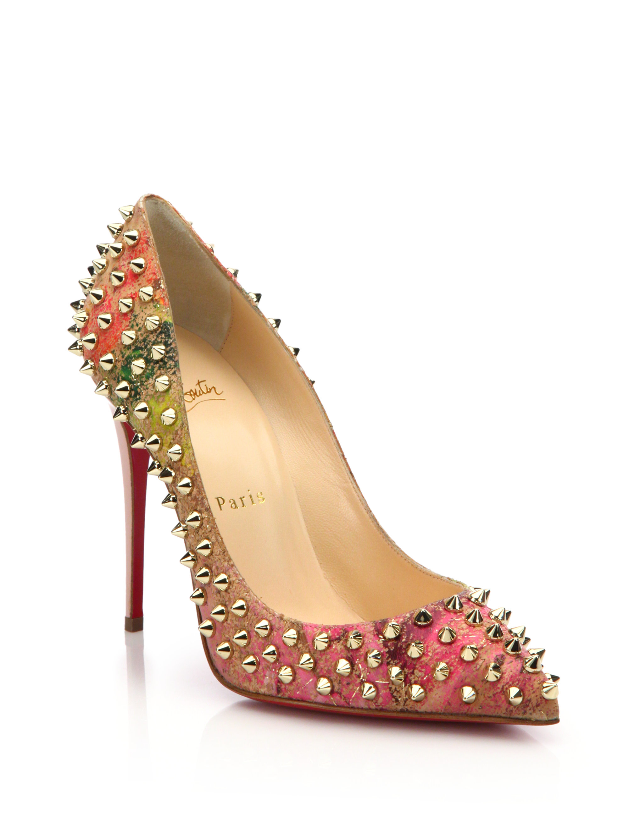 christian louboutin multicolour leather slingback pumps