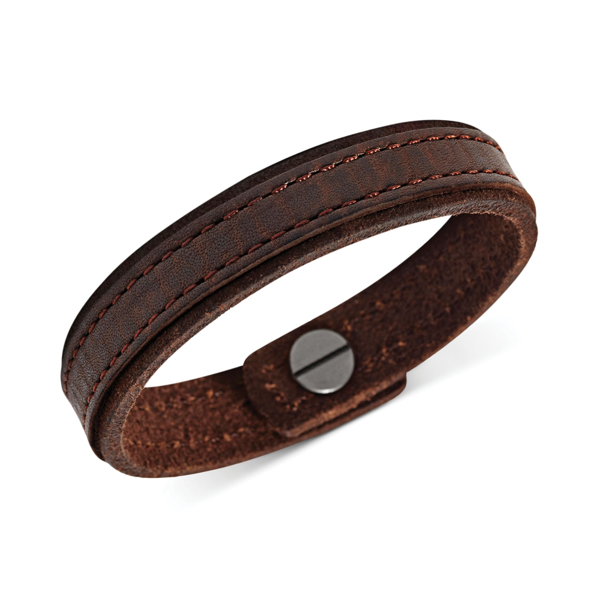 Fossil Mens Classic Brown Leather Bracelet for Men | Lyst