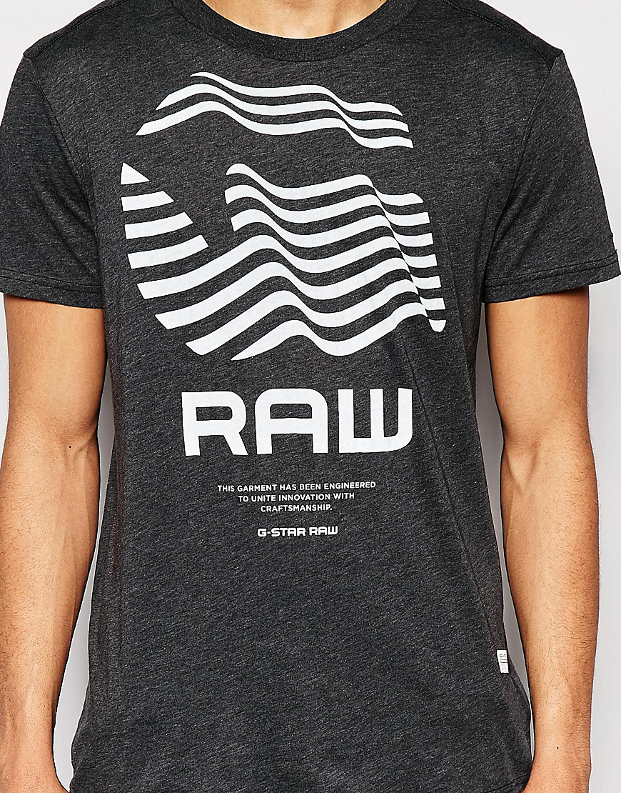 G-star raw T-shirt Rinor Crewneck G Raw Print In Black Heather in Black
