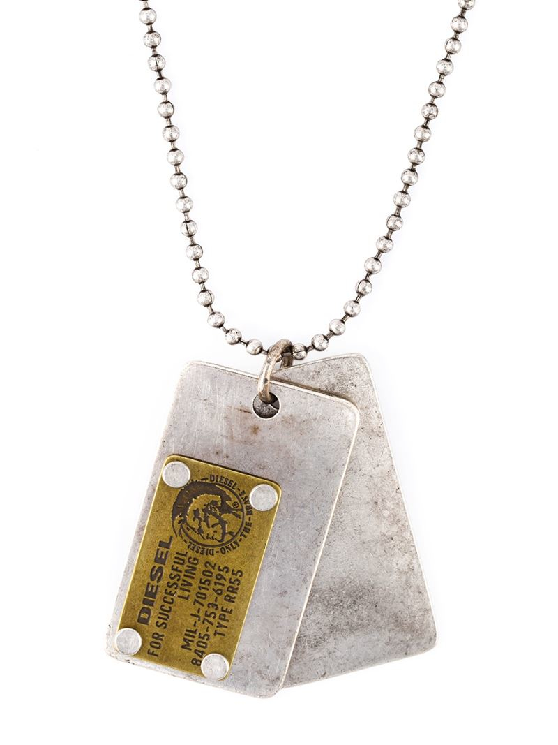 diesel dog tag necklace