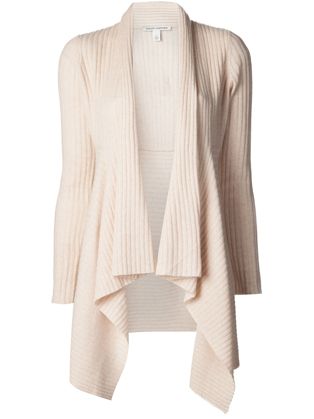 Autumn Cashmere Ribbed Draped Cardigan In Brown Natural Lyst