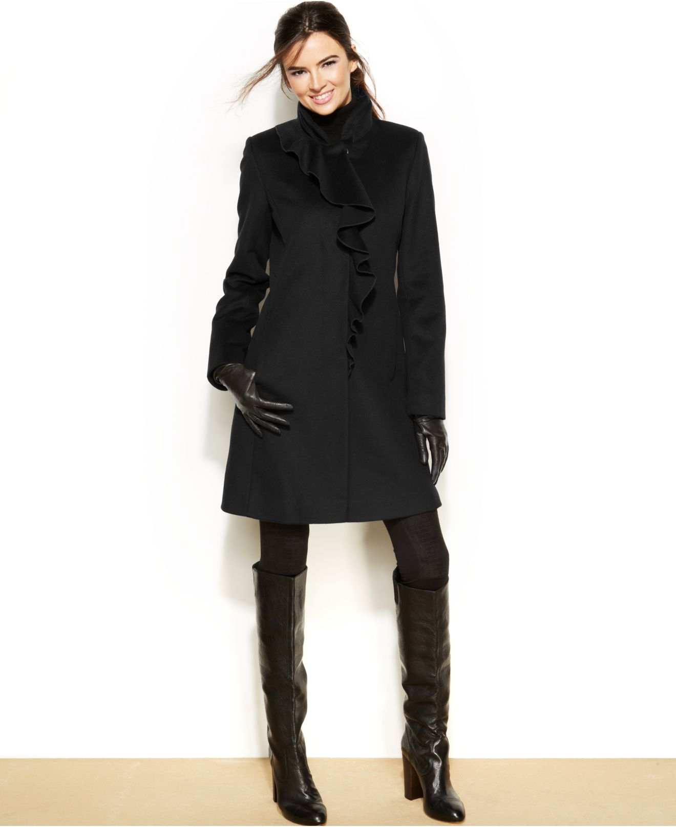 dkny asymmetrical walker coat