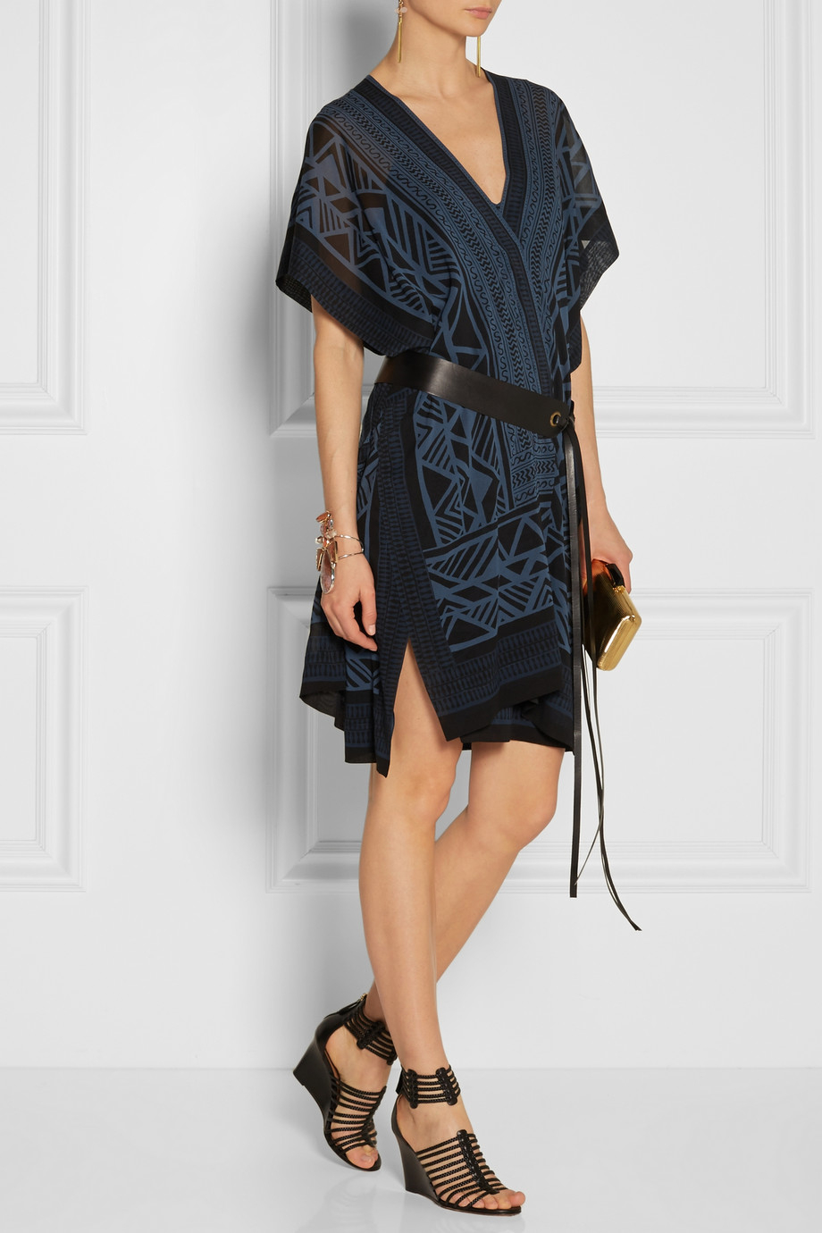 Donna Karan Wrapeffect Printed Stretchsilk Dress in