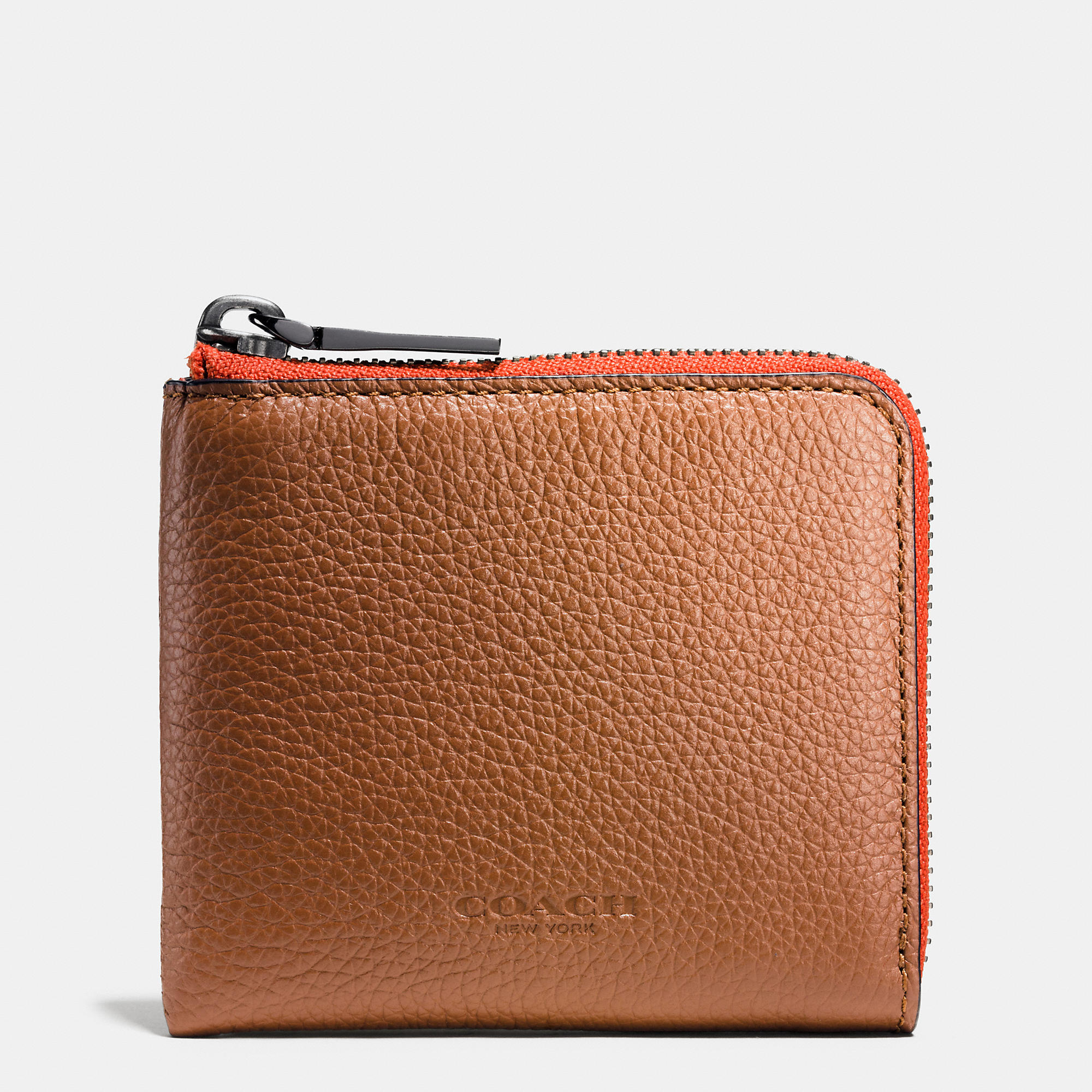 Coach Half Zip Wallet In Pebble Leather in Brown Lyst