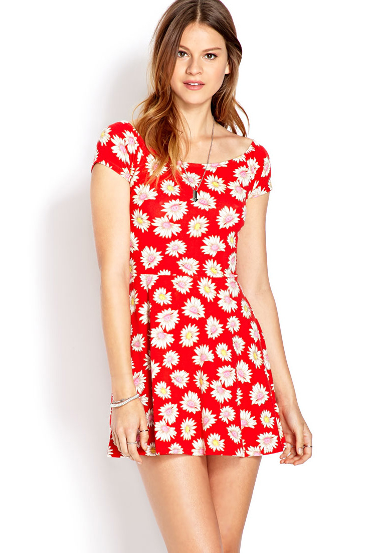 red sunflower dress