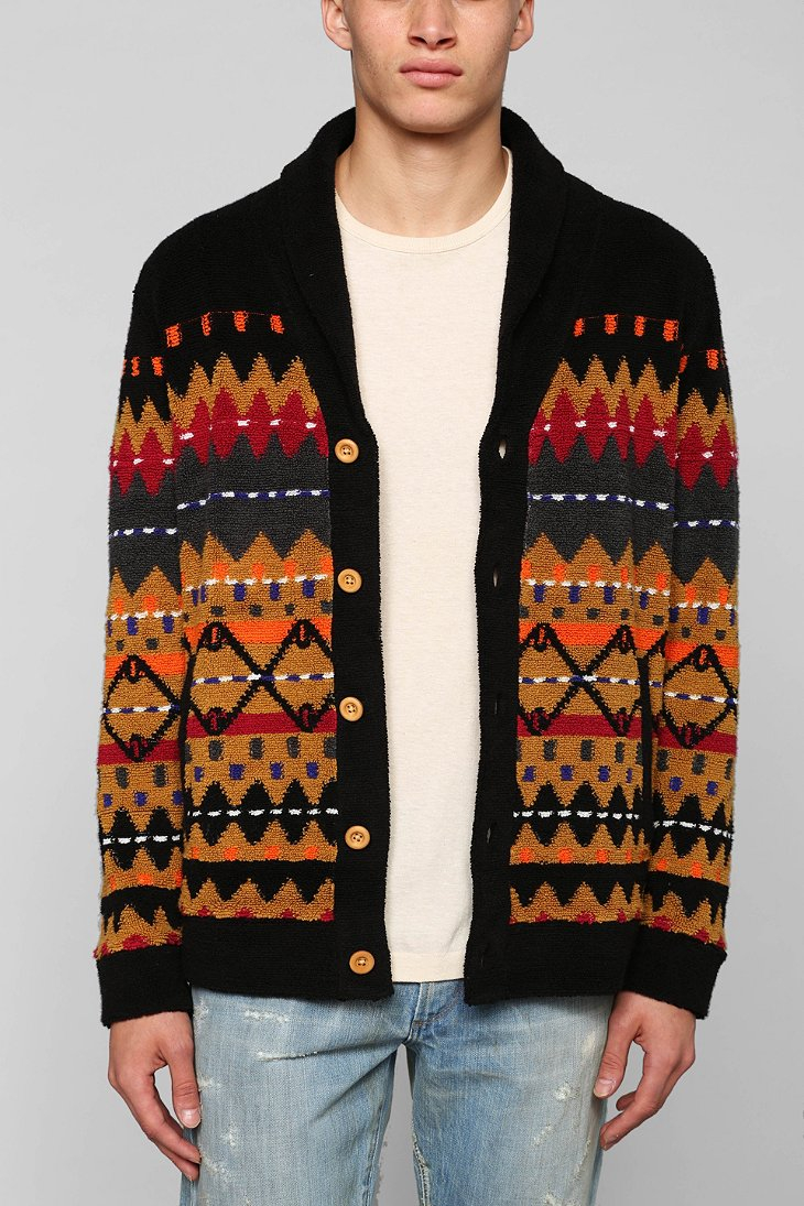 mens printed cardigan