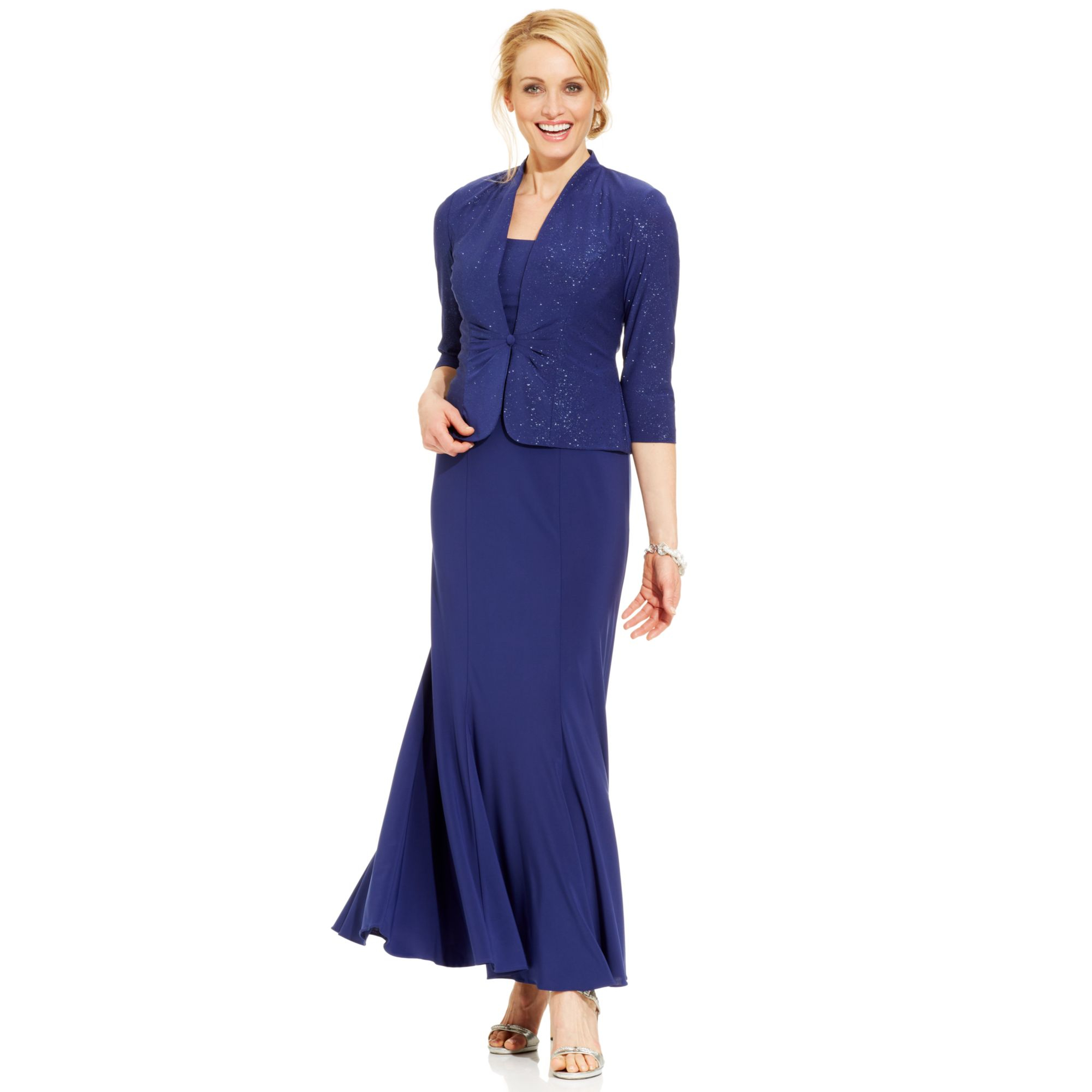 Lyst - Alex Evenings Sleeveless Jacquard Sparkle Gown and Jacket in Purple