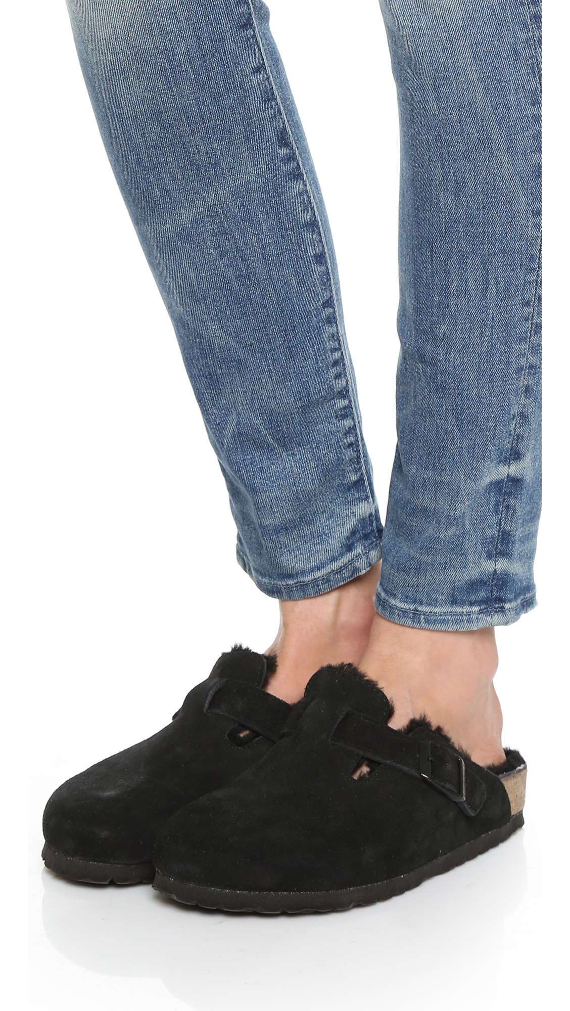 shearling birkenstock clog