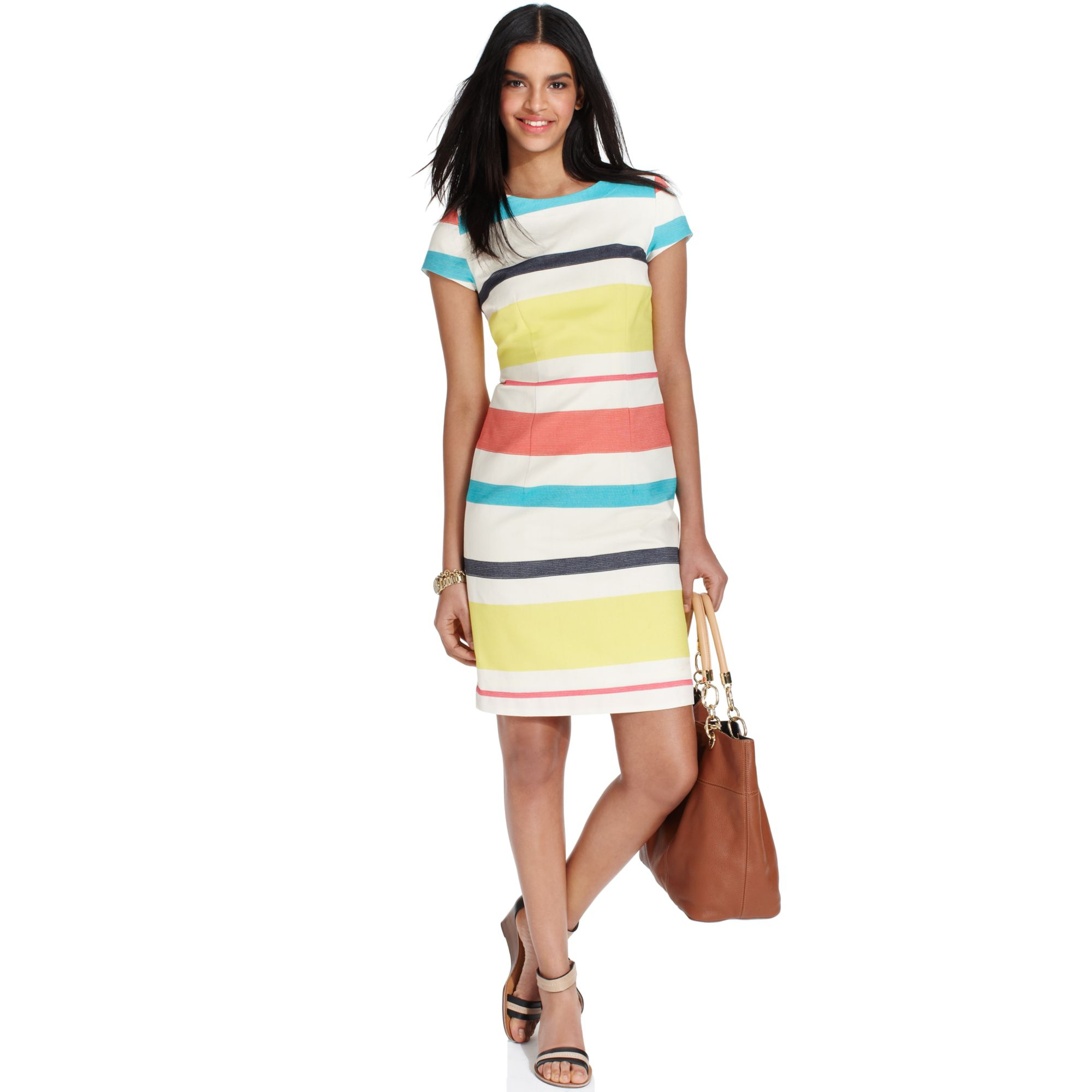 Lyst - Tommy hilfiger Short Sleeve Striped Dress