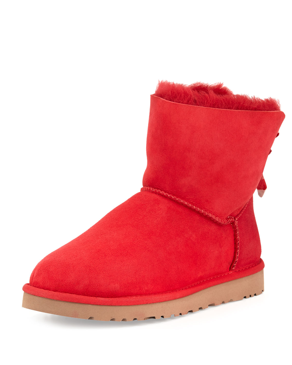 UGG Bailey Mini Striped-Bow Short Boot in Red - Lyst