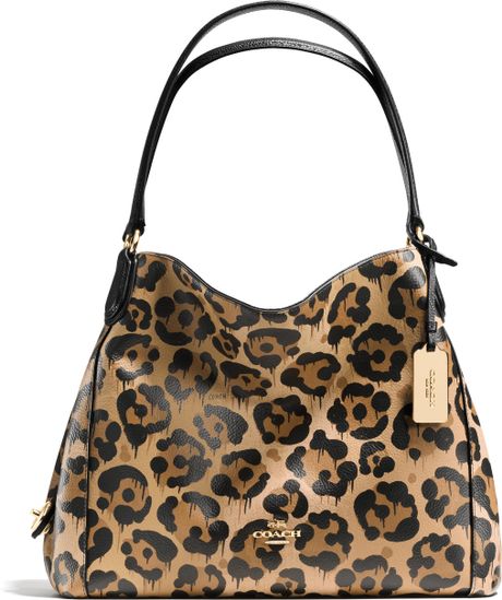 Coach Turnlock Leather Tote Bag in Animal (leopard) | Lyst