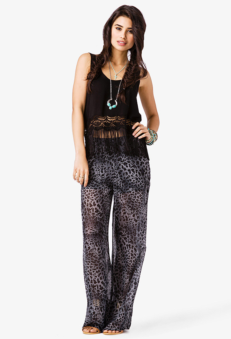 black leopard print pants