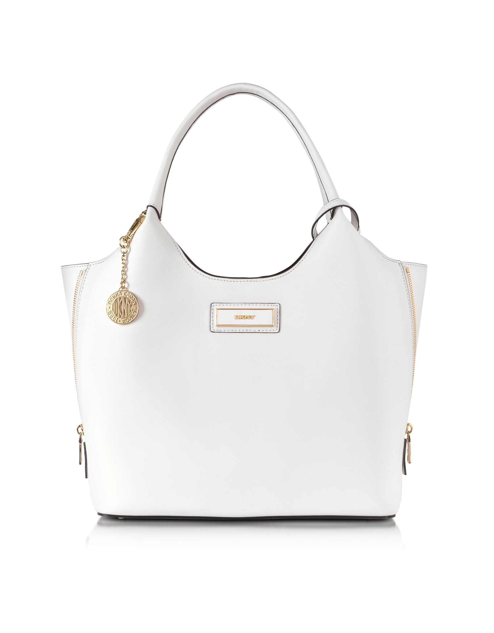 Dkny Bryant Park Saffiano Leather Zip Tote in White | Lyst