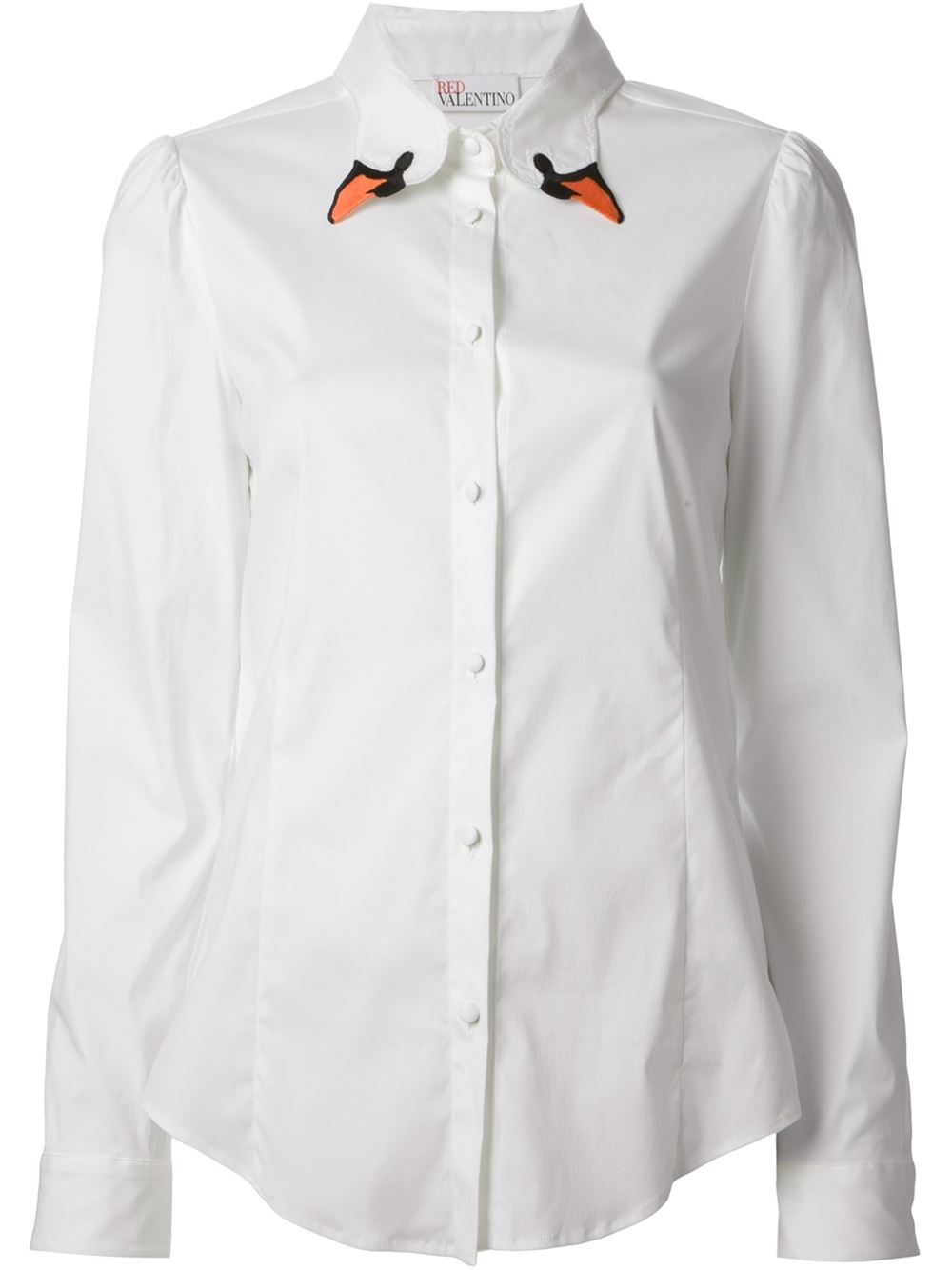 Valentino Swan Embroidered Shirt in White | Lyst