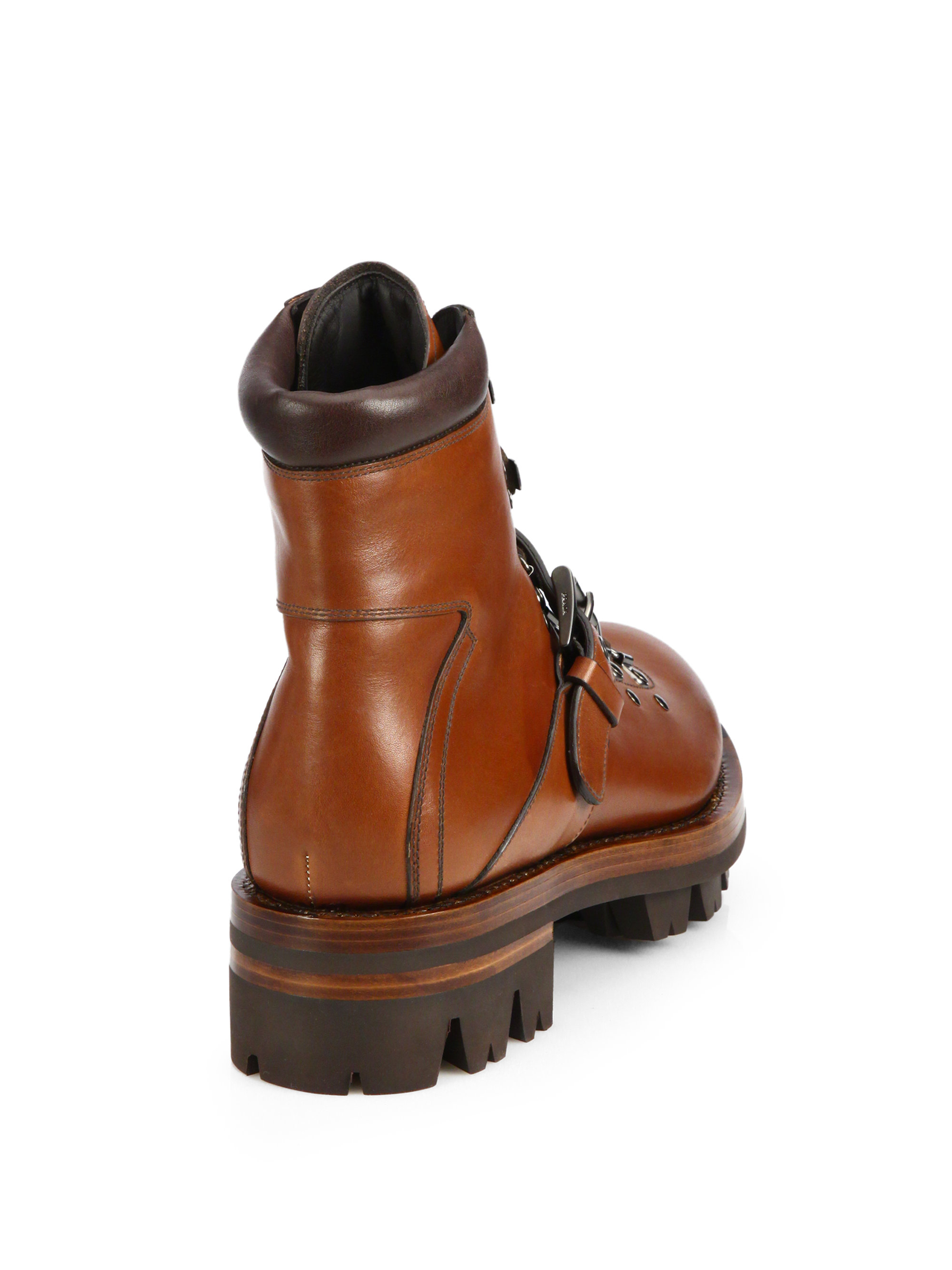 prada laced leather booties