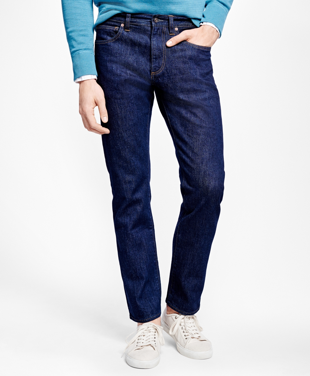 Brooks brothers 901 Slim Straight Stretch Jeans In Indigo in Blue for