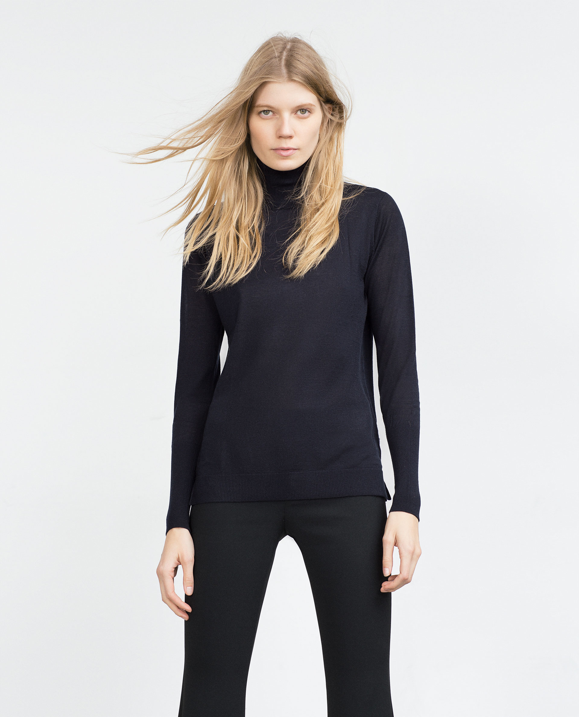 Zara Polo Neck Sweater in Blue (Navy blue) Lyst