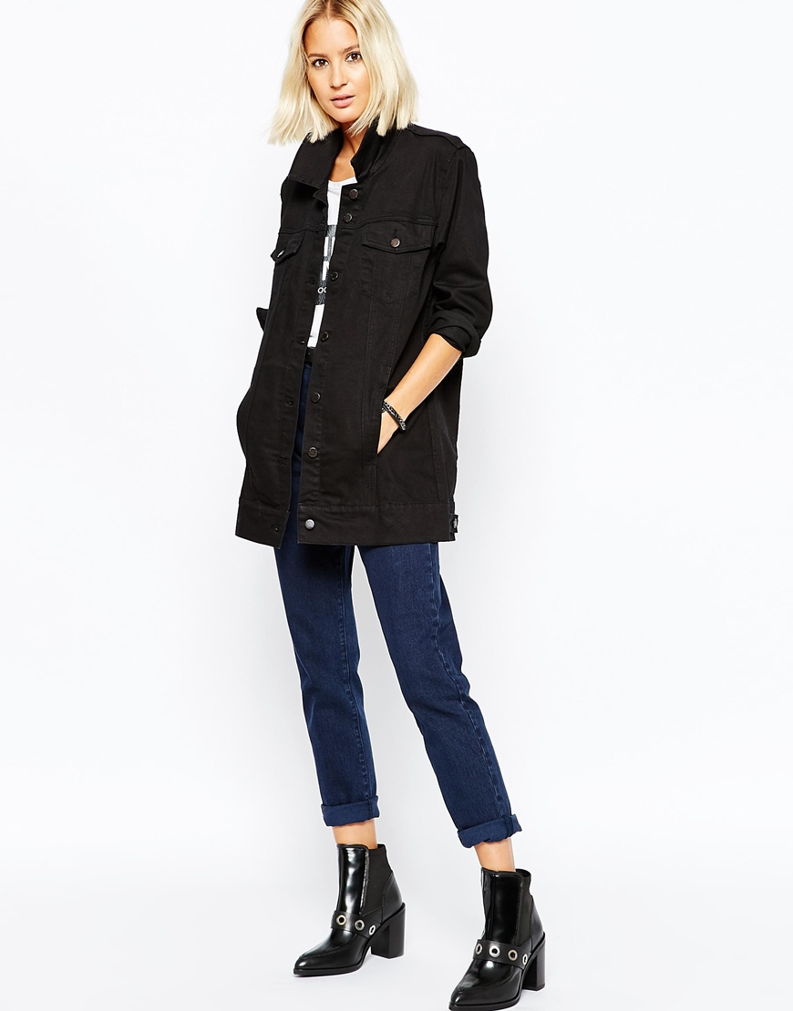 black denim longline jacket