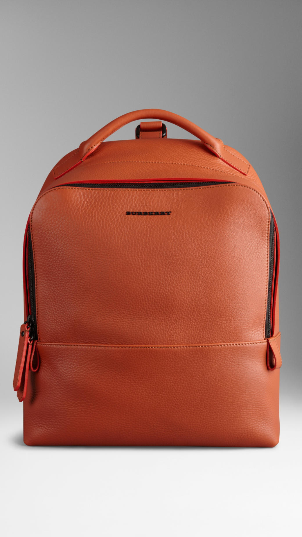 orange leather backpack