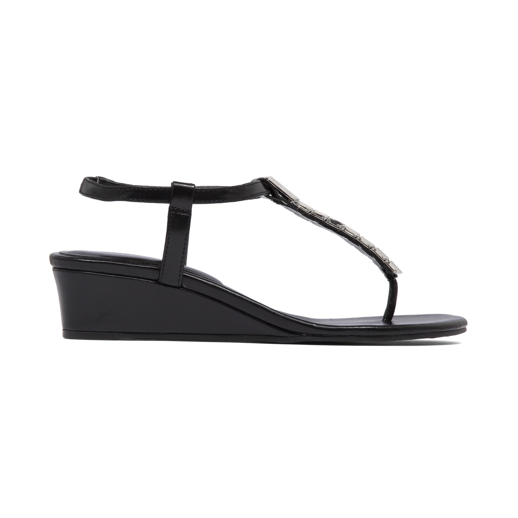 wedge thong sandals black
