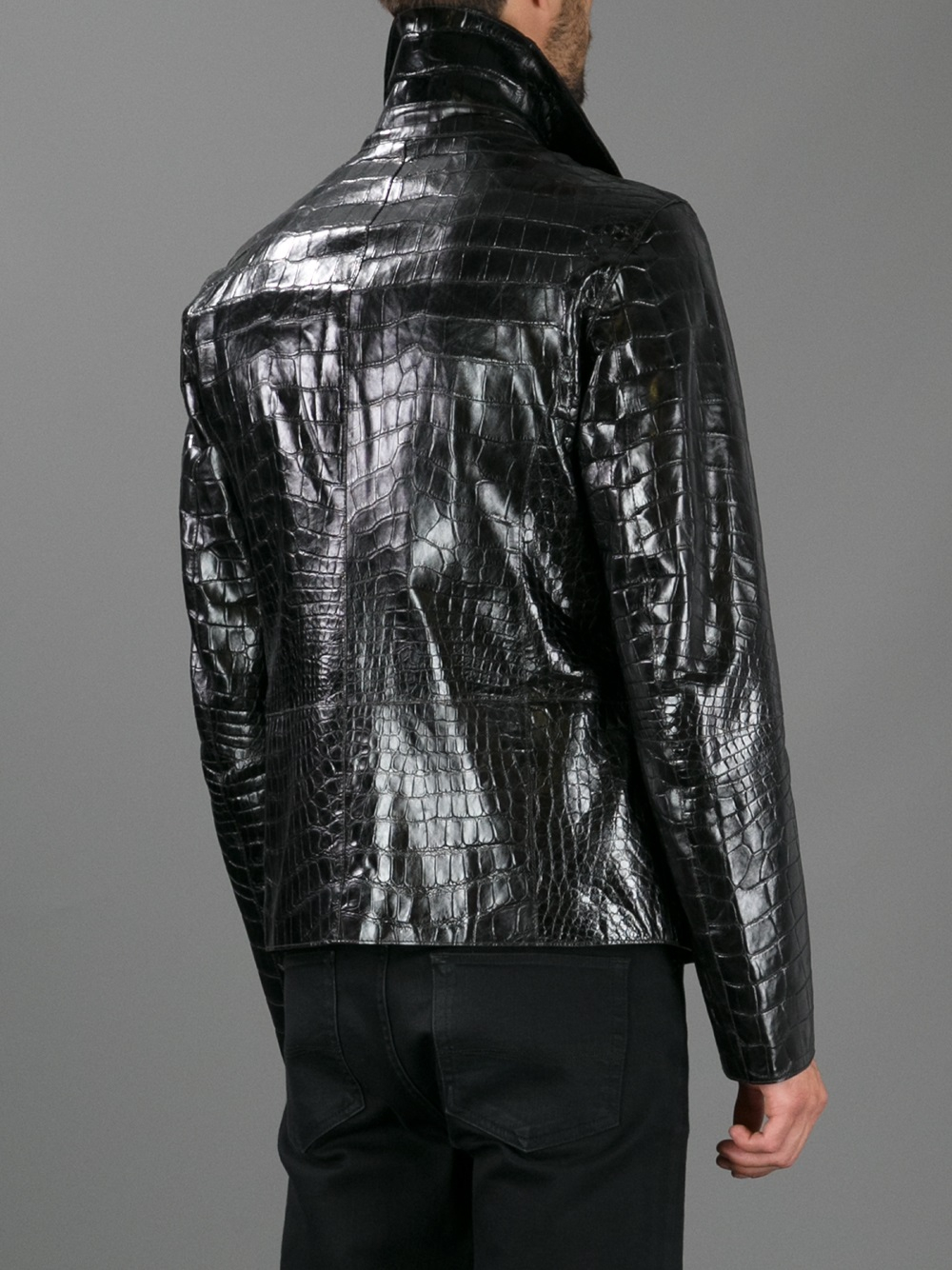 Giorgio Armani Alligator Jacket in Black Men | Lyst