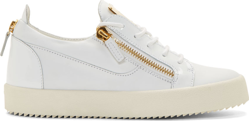 Samler blade Kollegium reservoir Giuseppe Zanotti White Leather Gold Zip Lace-up Sneakers for Men - Lyst