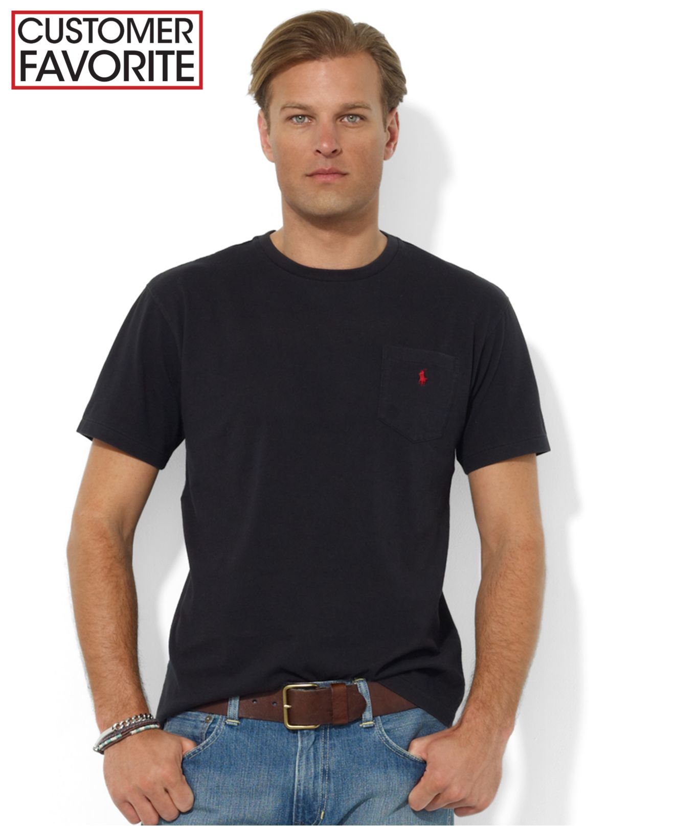 Polo ralph lauren Men's T-shirt, Core Standard Fit Polo Pocket Tee ...