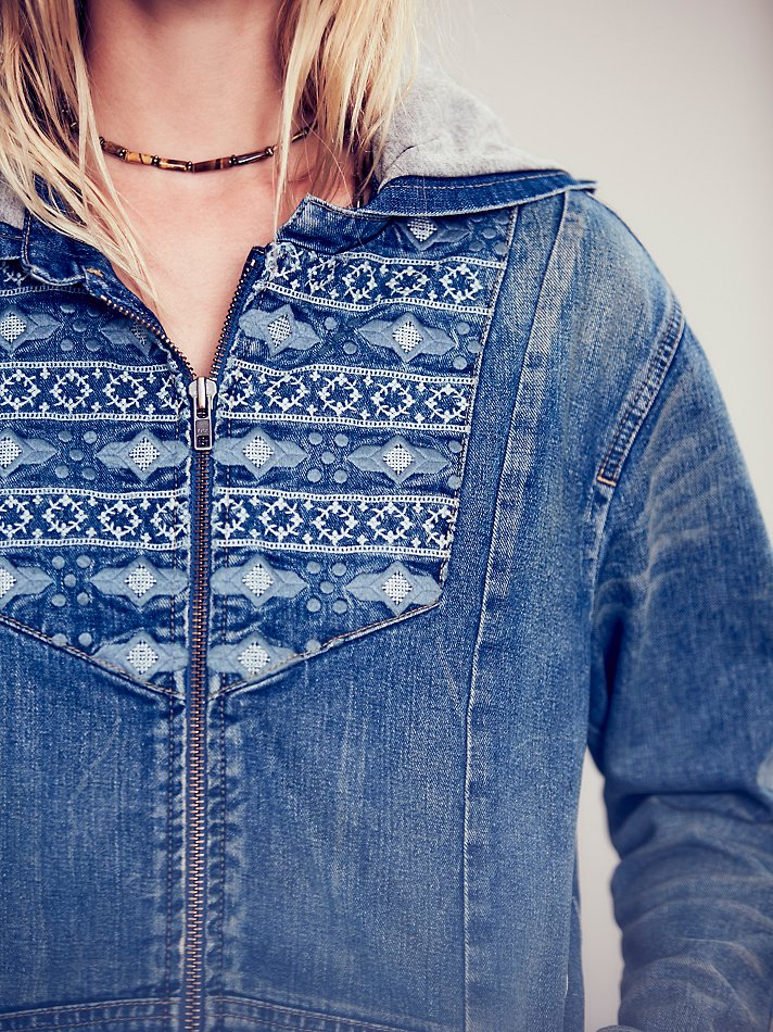 free people baja hooded denim jacke