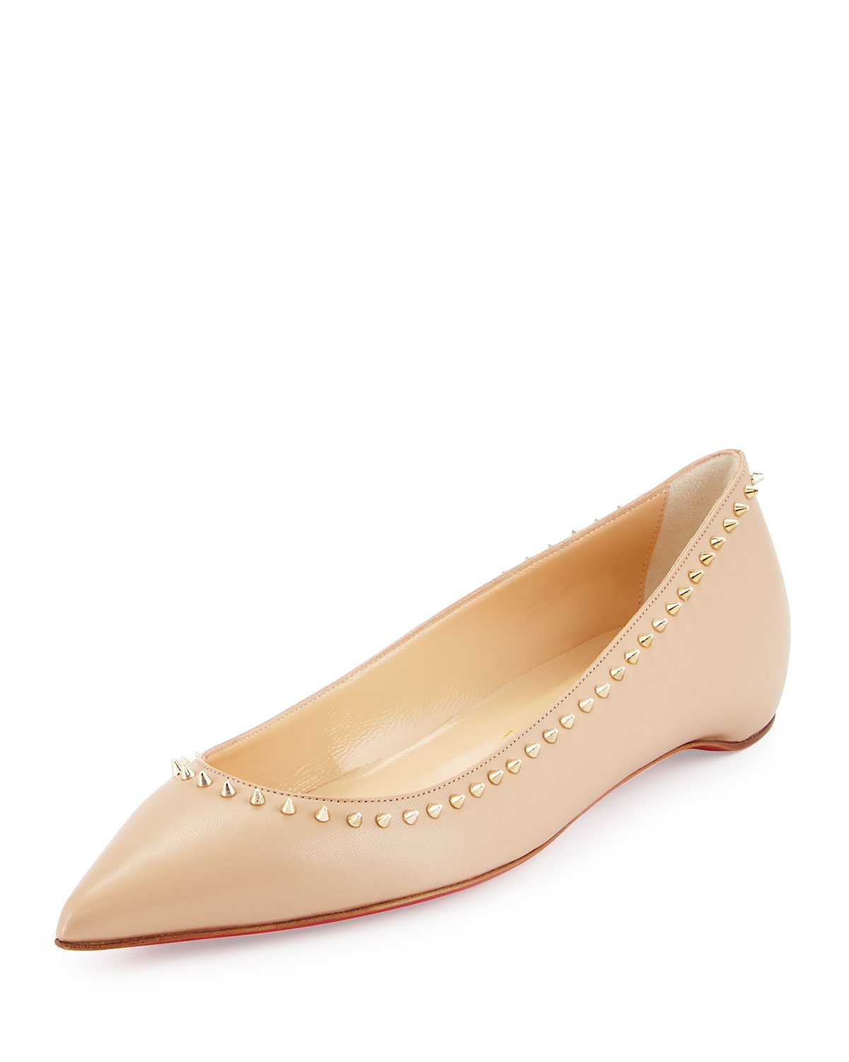 nude studded flats
