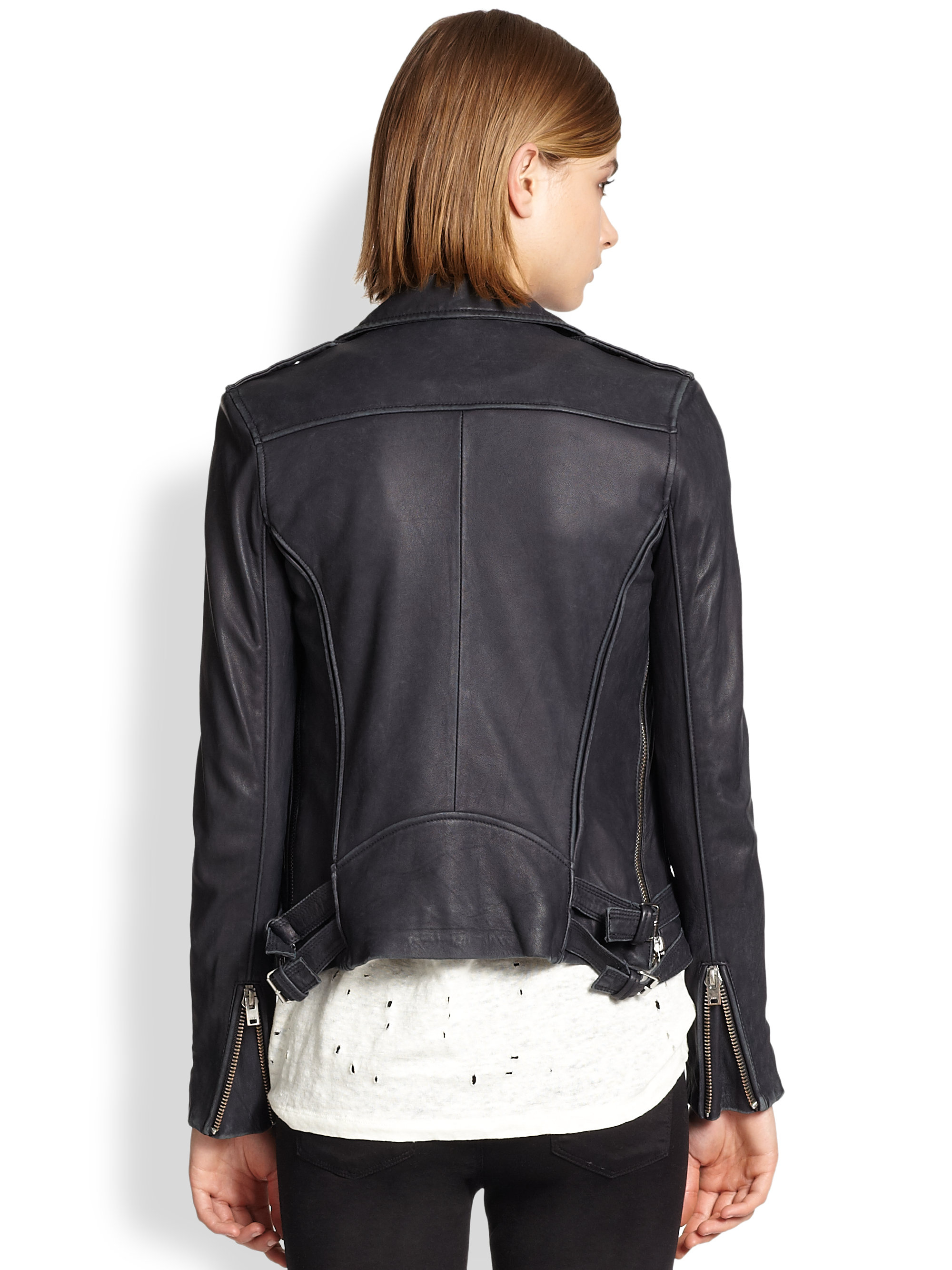 Iro Tara Leather Motorcycle Jacket In Purple Lyst Gallery