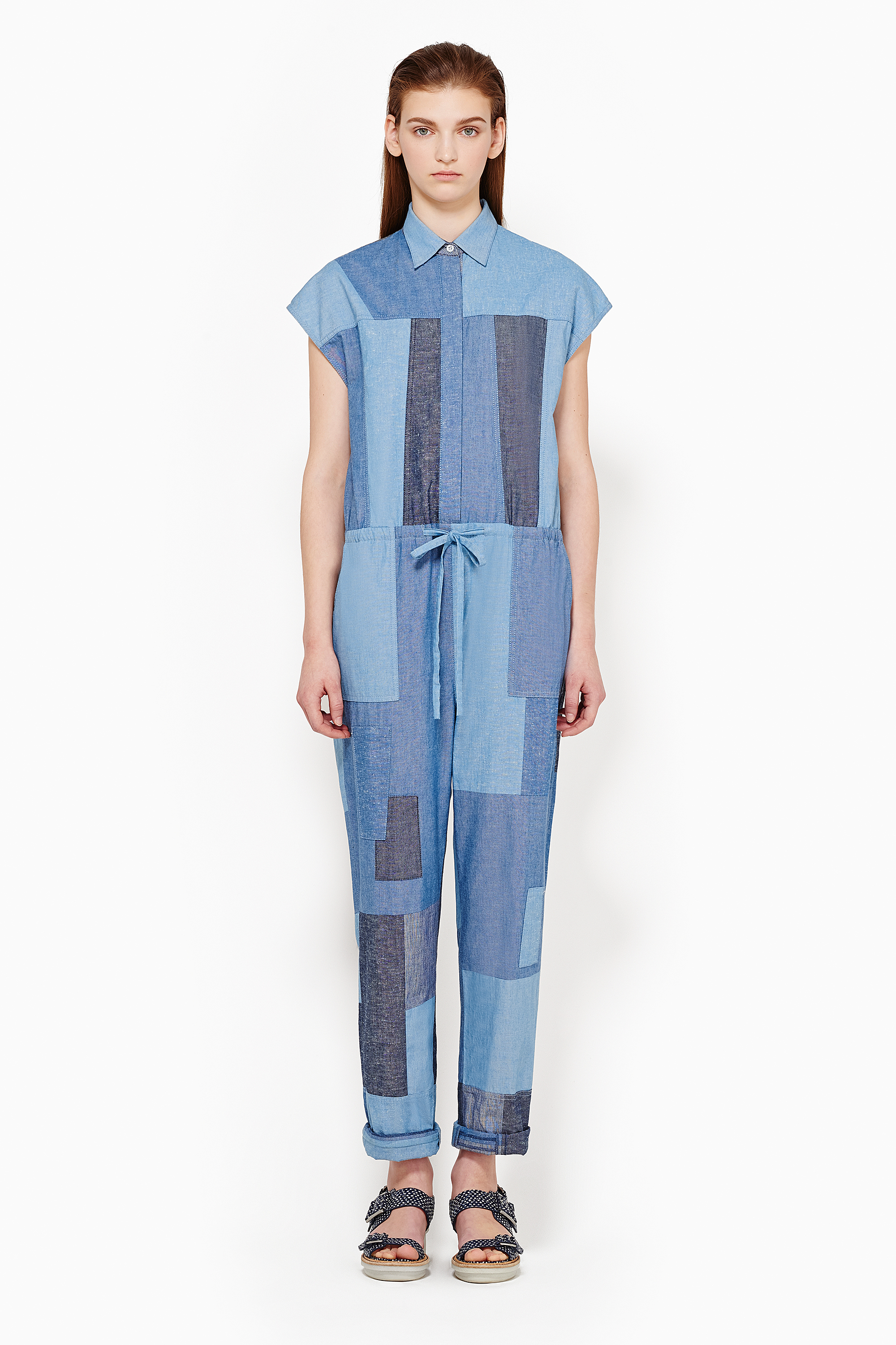 patchwork denim jumpsuit