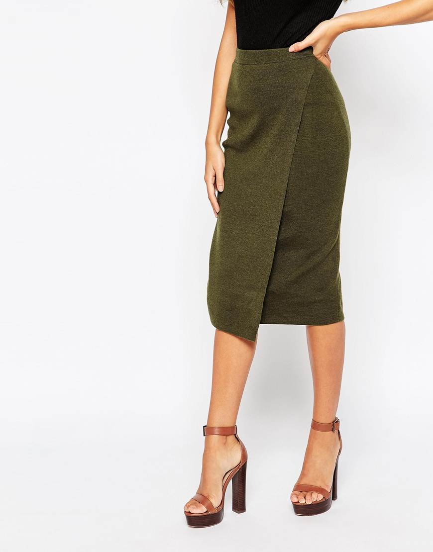 Olive green wrap skirt Clearance