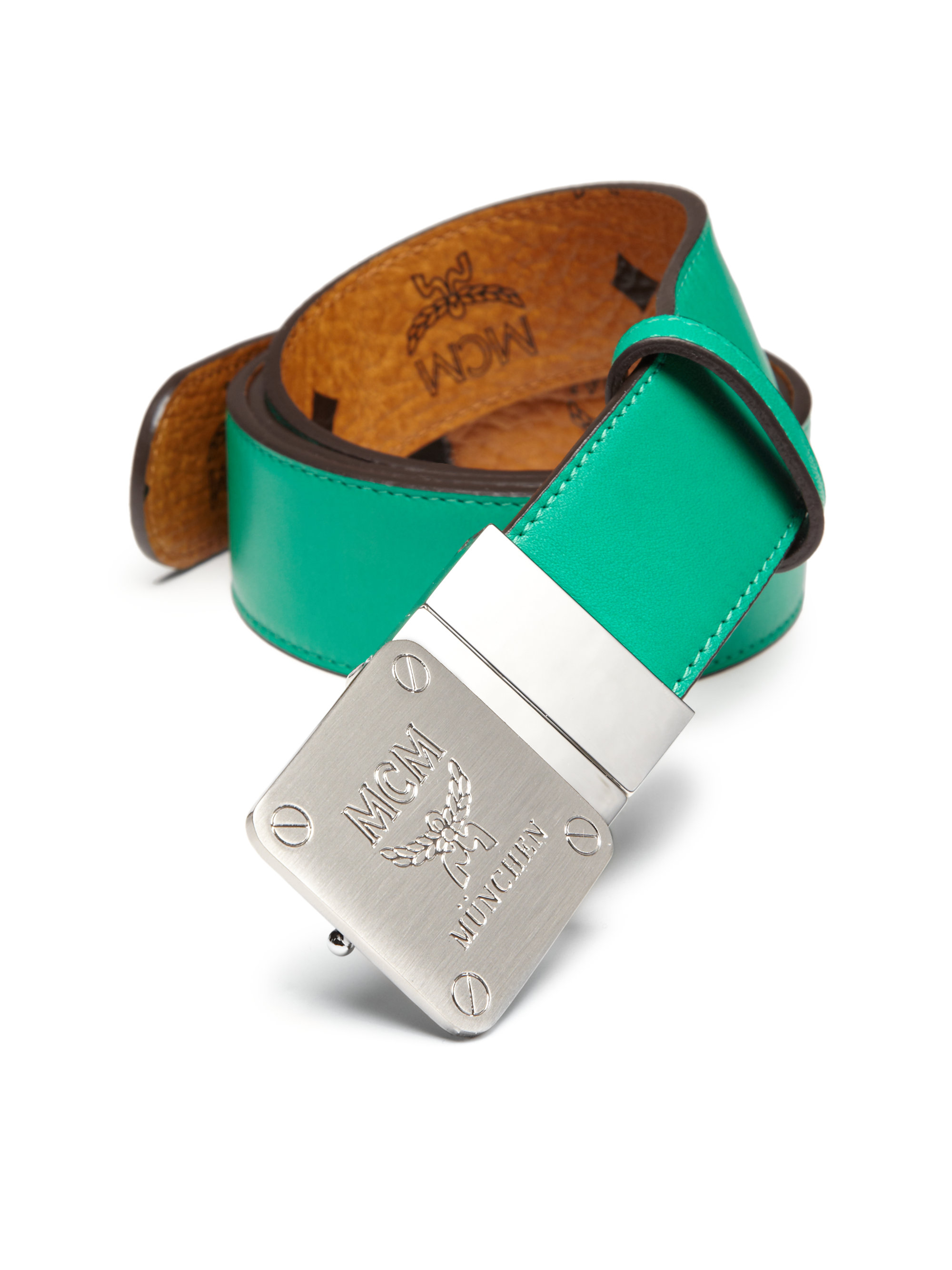 Mcm Reversible Leather Belt in Green for Men | Lyst